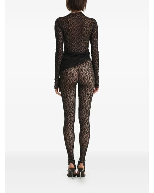 2310 STUDIO Black Lace-Pattern Trousers