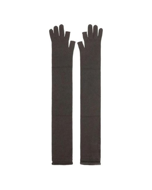 Rick Owens Black Fine-Knit Long Gloves