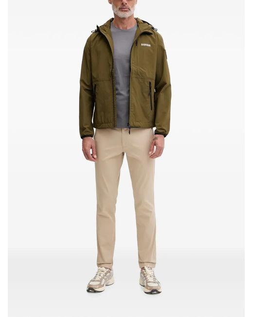 Napapijri Green Logo-Patch Hooded Jacket for men