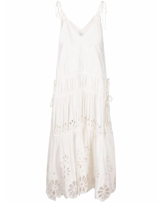 Jonathan Simkhai White Juna Broderie Anglaise Tiered Dress