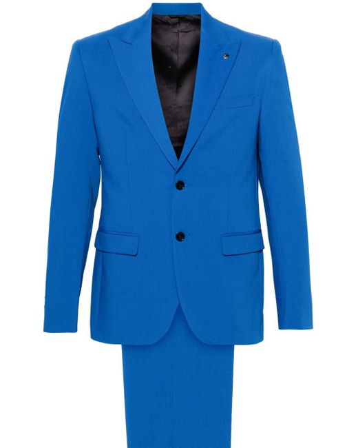 Brooch-detail single-breasted suit Manuel Ritz de hombre de color Blue