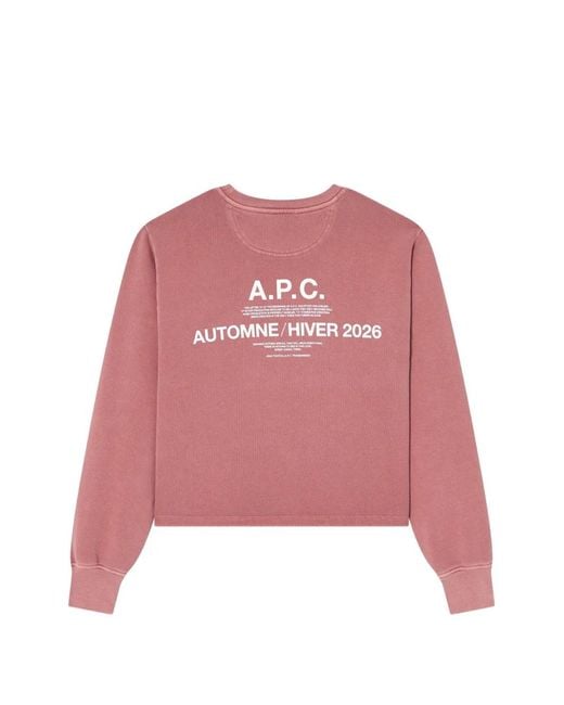 A.P.C. Pink Logo-Print Cropped Sweatshirt