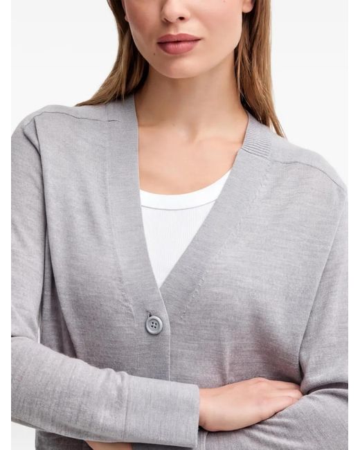 Benetton Gray Button-Up Patch-Pocket Cardigan