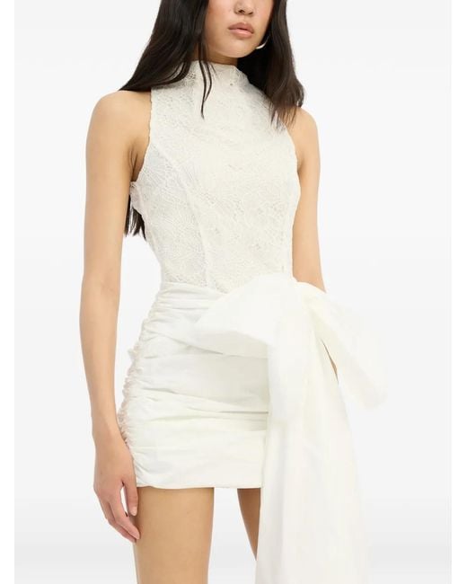 ROTATE BIRGER CHRISTENSEN White Fitted Mini Dress With Bow