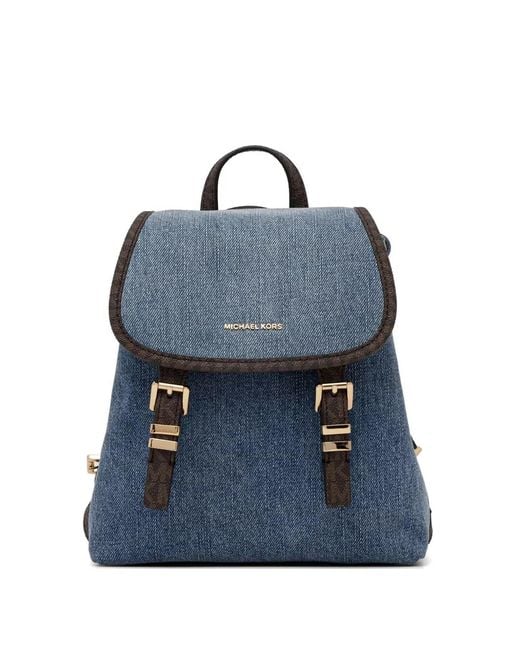 MICHAEL Michael Kors Blue Denim Buckle-Detail Backpack
