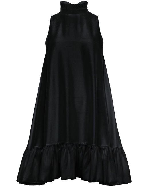 Azeeza Black Alcott Ruffled Silk Minidress