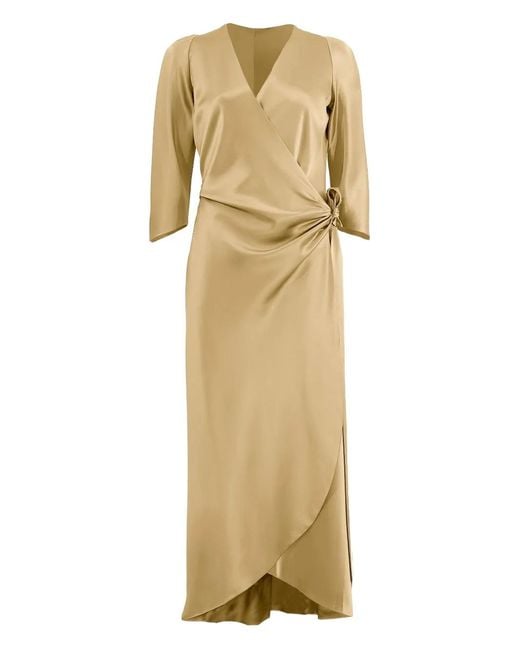 Peter Cohen Natural Tie-Front Wrap Dress