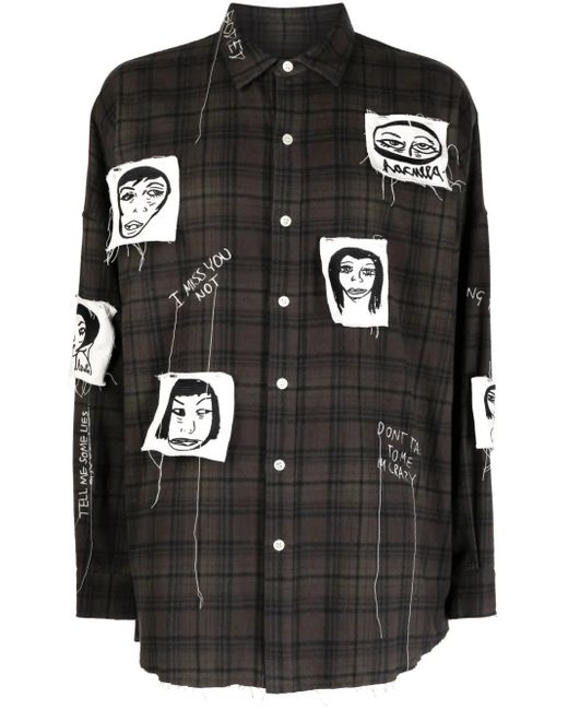 Haculla Black Sick Of It All Plaid-Pattern Cotton Shirt for men