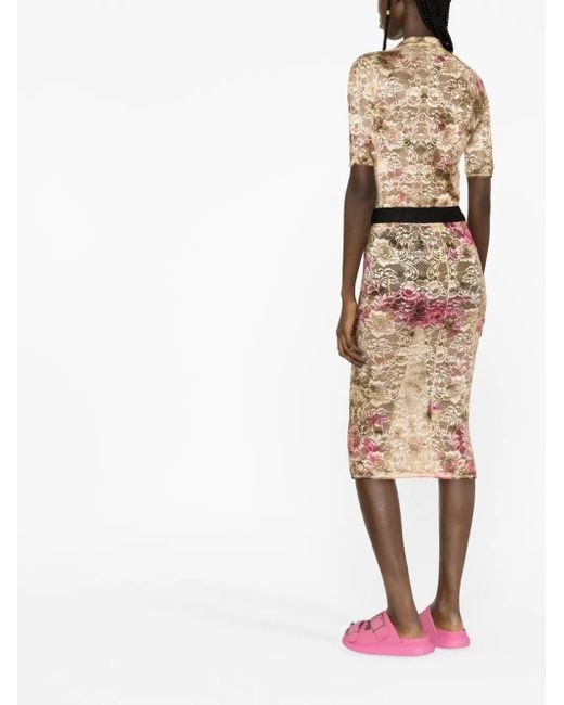 Aries Natural Lace Fin Midi Skirt
