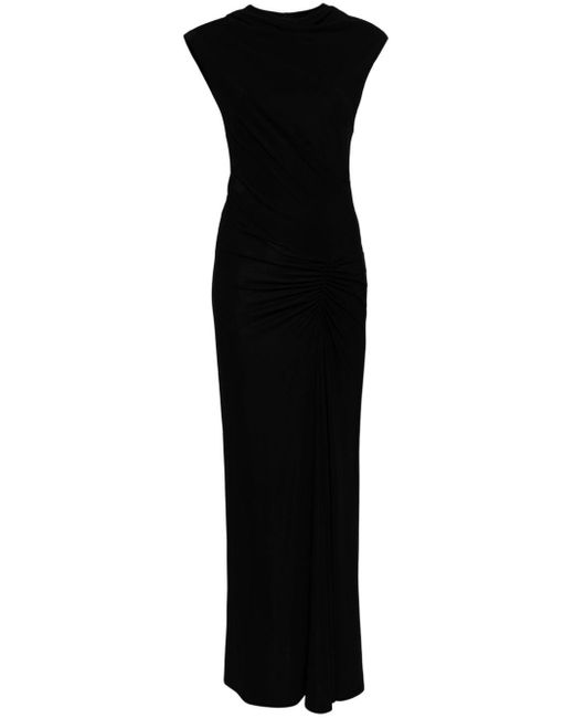 Jonathan Simkhai Black Elegantes midi-kleid mit geraffter taille