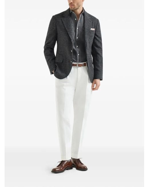 Brunello Cucinelli Gray Lightweight Denim Easy-Fit Western Shirt for men