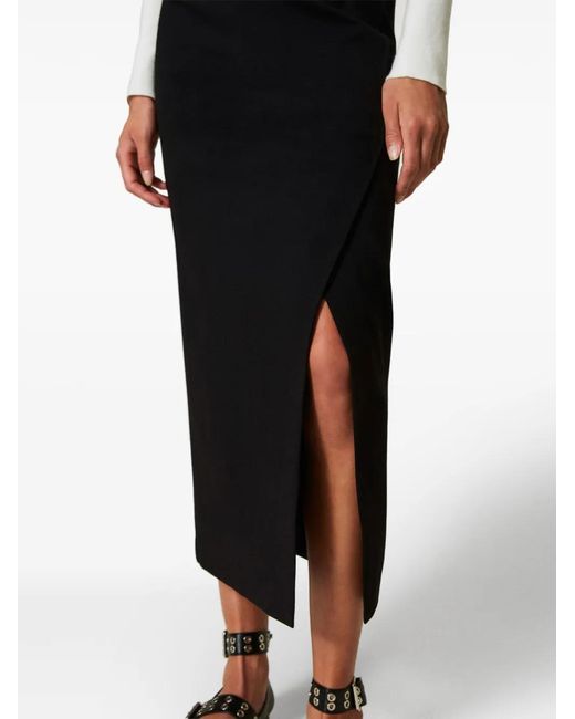 Twinset Black Asymmetric Long Skirt