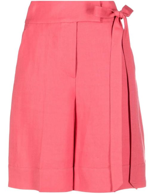 Twinset Pink Tie-Waist Straight-Leg Shorts