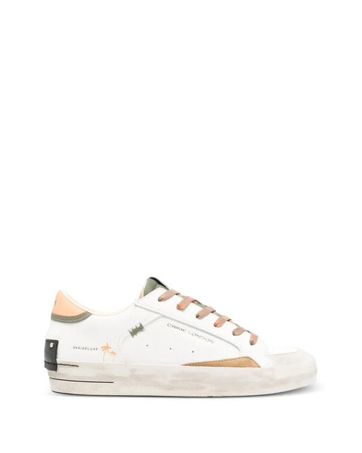 Crime London White Sk8 Deluxe Lace-Up Sneakers for men