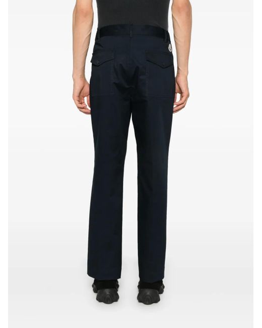 Moncler Blue Garbardine Weave Straight Trousers for men
