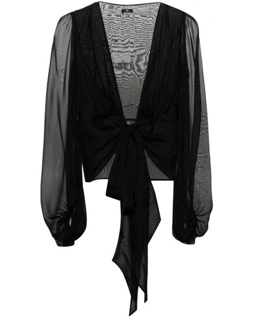 Blusa con diseño cruzado Elisabetta Franchi de color Black