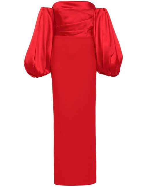 Solace London Red The Carmen Off-shoulder Maxi Dress
