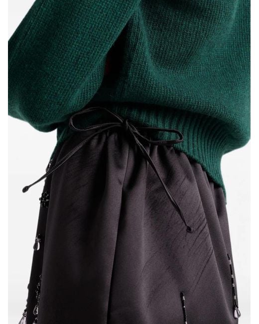 Prada Black Satin Skirt With Embroidery