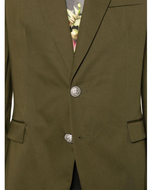 Blazer en coton à simple boutonnage Balmain pour homme en coloris Green