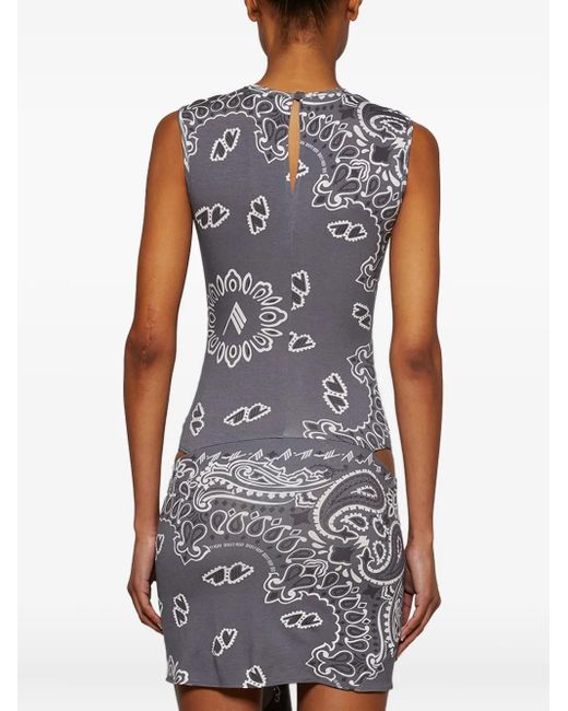 The Attico Gray Bandana-Print Mini Dress