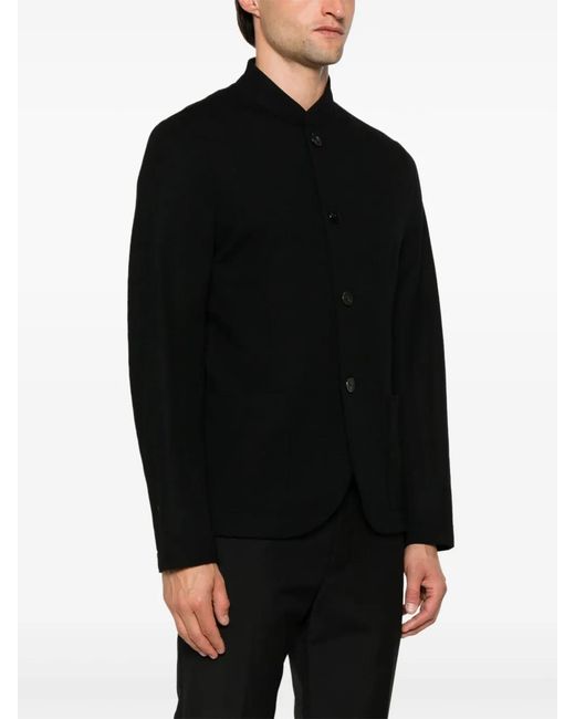 Harris Wharf London Black Stand-Up Collar Wool Blazer for men