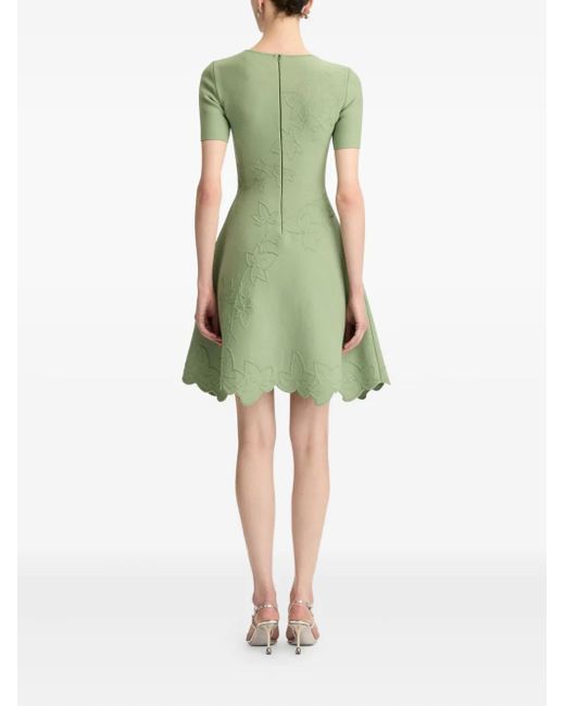 Oscar de la Renta Green Ivy Cutout Embroidered Minidress