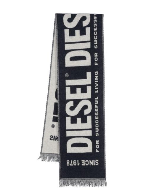 DIESEL White S-bisc Logo-jacquard Scarf for men
