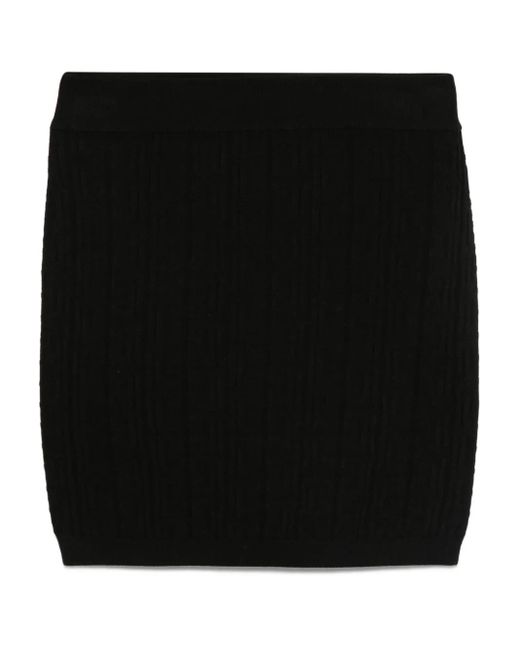 Balmain Black Midirock aus geripptem Strick