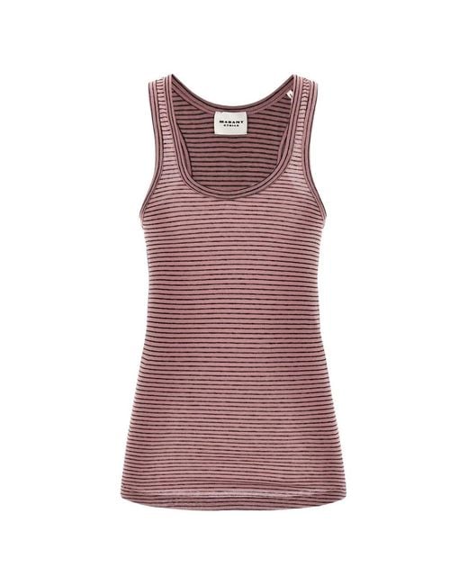 Isabel Marant Purple Thea Striped Scoop-Neck Tank Top