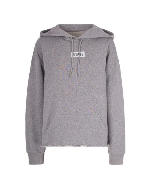 MM6 by Maison Margiela Gray Numbers-Patch Hoodie