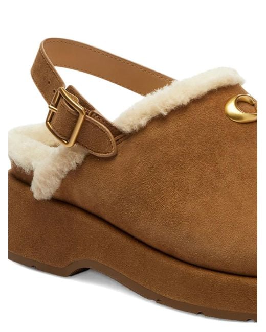 COACH Brown Sculpted C Platform Clogs