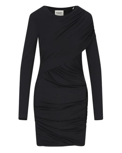 Isabel Marant Gedrapeerde Mini-Jurk Met Lange Mouwen in het Black