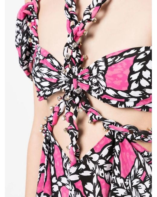 Area Multicolor Rope-Print Cut-Out Minidress