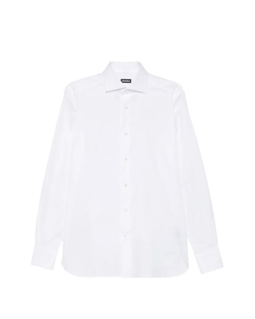 Zegna White Spread-Collar Button-Down Shirt for men