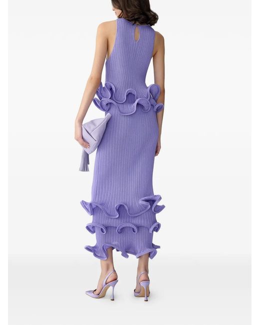 Carolina Herrera Purple Sleeveless Top With Ruffled Hem
