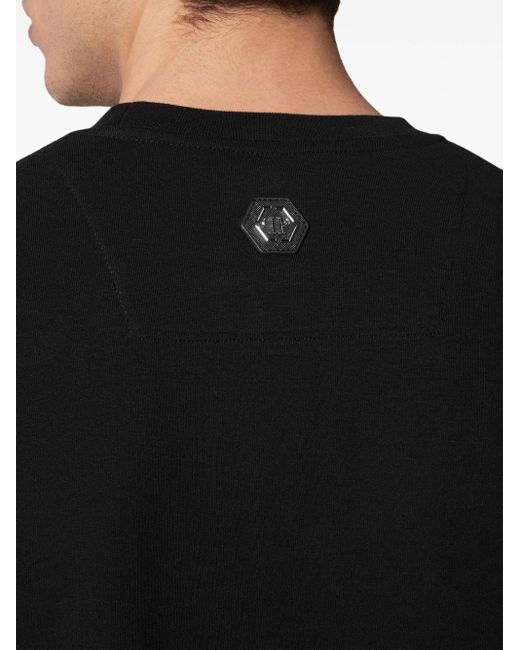Philipp Plein Black Smile Rhinestone-embellished Sweatshirt for men
