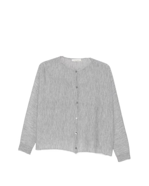 Liviana Conti Gray Button-Up Cardigan