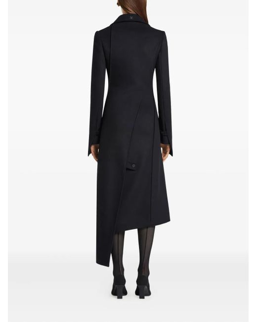 Courreges Black Oblique Asymmetrical Coat