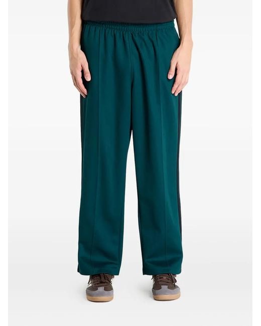 Adidas Green Three-Stripes-Detail Track Trousers for men