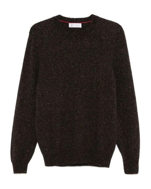 Brunello Cucinelli Black Cashmere-Blend Jumper for men