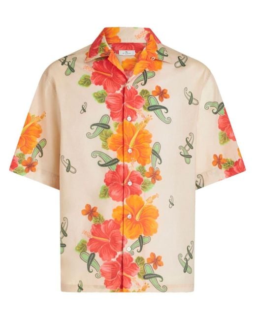 Etro Overhemd Met Bloemenprint in het Natural voor heren