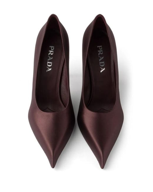 Prada Purple 85Mm Satin Pumps