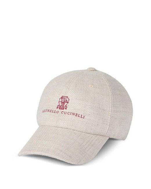 Brunello Cucinelli Baseballkappe Mit Logo-Stickerei in White für Herren