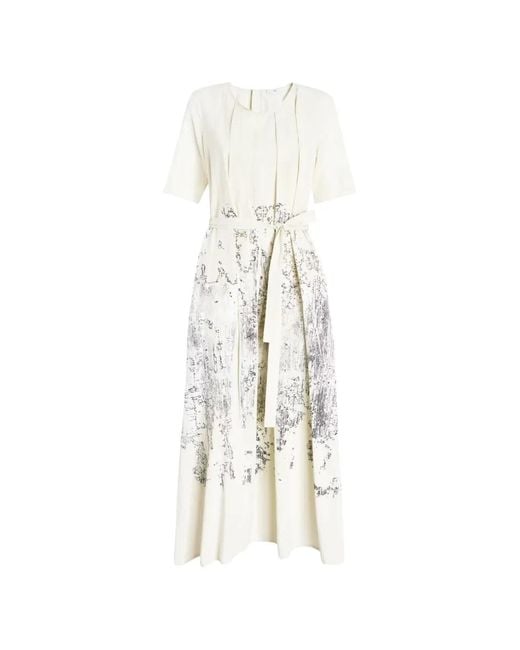 Vestido Midi Celt Con Cinturón High de color White