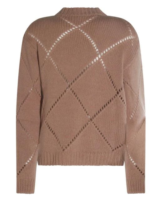 Zanone Brown Diamond-Pattern Knit Sweater
