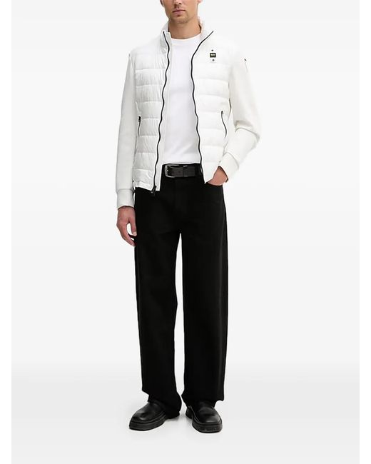 Blauer White Quilted Patch Jacket for men