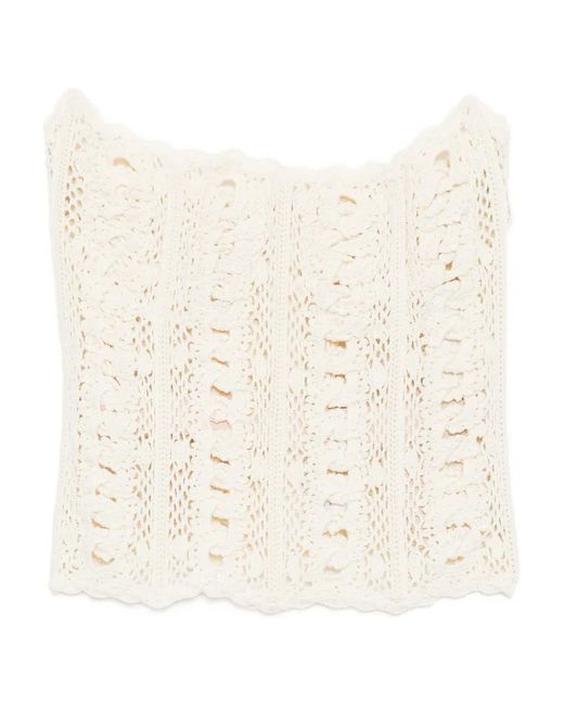 Oscar de la Renta Natural Knitted Tank Top