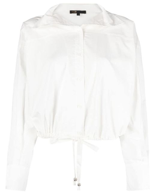 Maje White Cropped Cotton Shirt