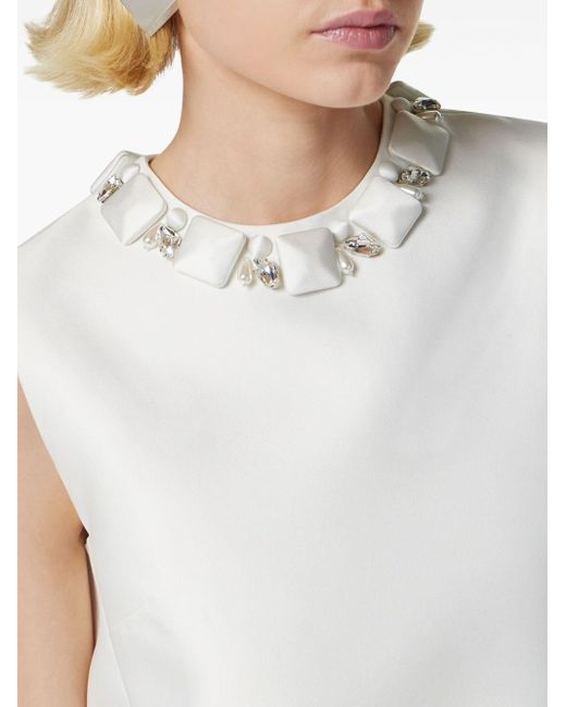 Versace White Kleid mit Perlen