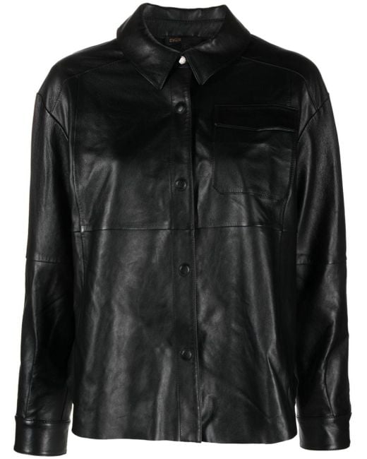 Panelled leather shirt di Maje in Black